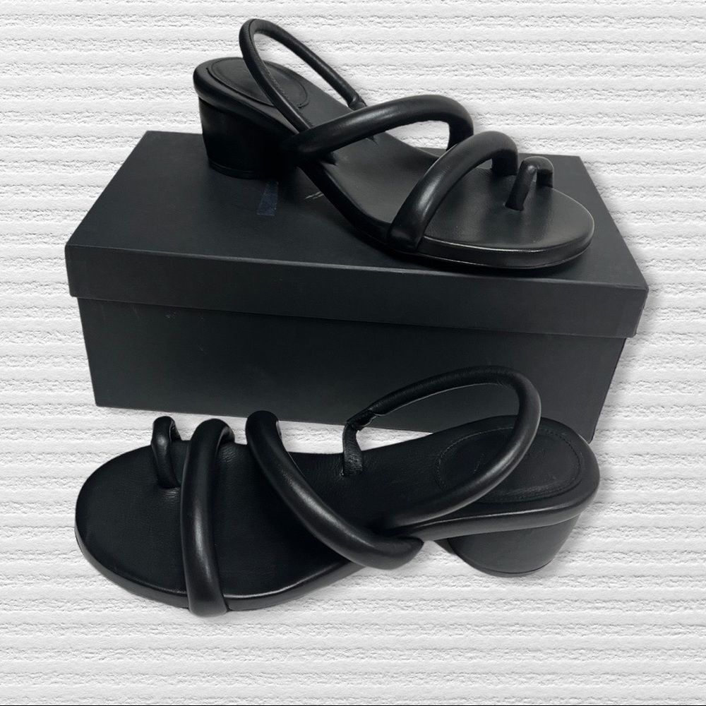 Marsell Black Strappy Leather Block Heel Sandals